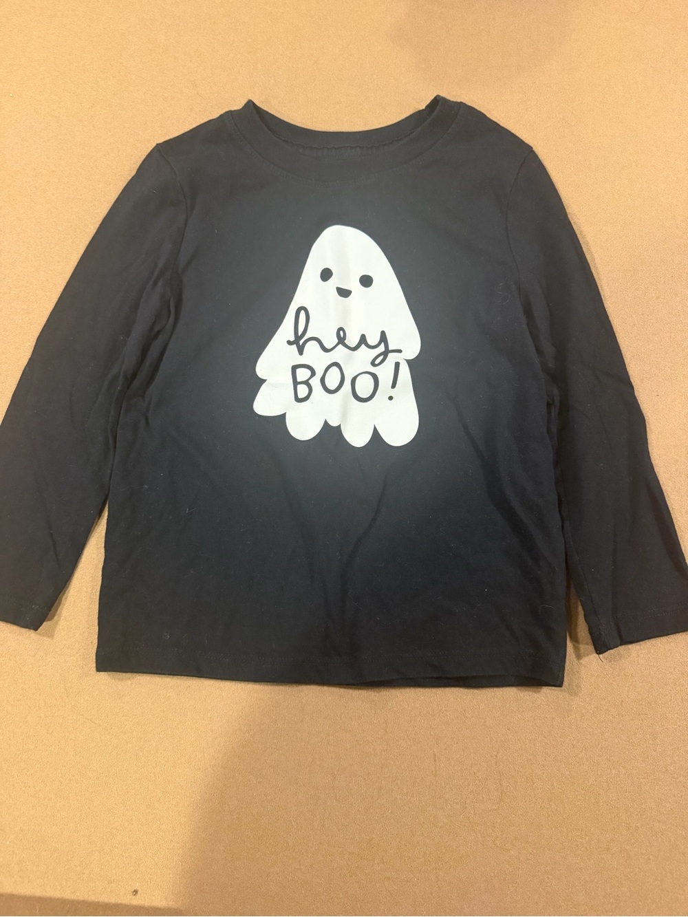 Cat & Jack Black Long-Sleeve 'Hey Boo' Ghost Graphic Tee
